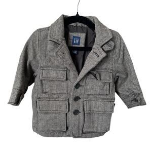 Baby GAP Unisex Toddler Tan Peacoat Jacket Coat Heavy - 12-18 Months Wool Blend